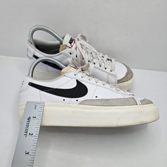 Nike | Blazer '77 white leather black sporty low-top platform sneakers | WMS 6 - Picture 3 of 11